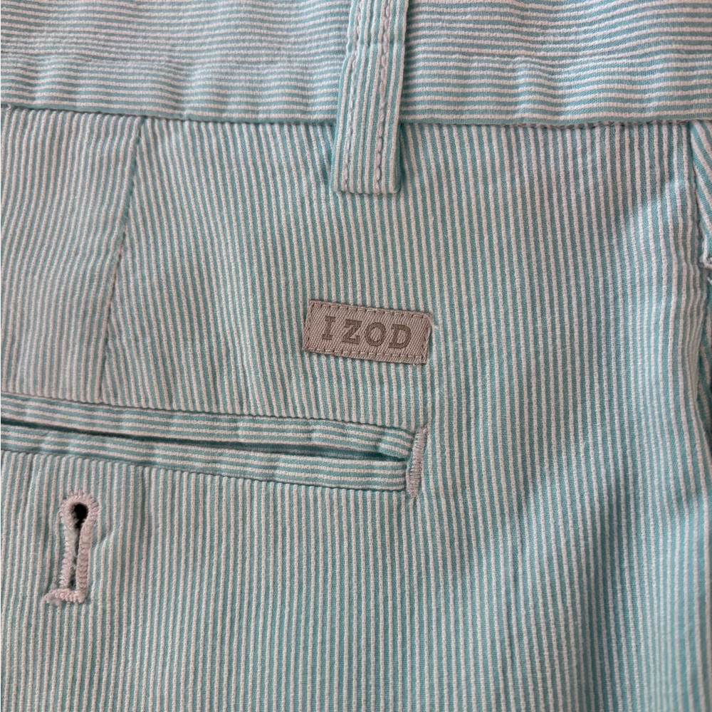 Izod all cotton pinstripe shirts, mint green and white. Size 34 like new - Picture 2 of 3